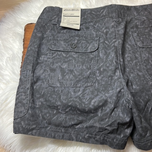 Eddie Bauer Women's Dark Smoke Mid Waisted Slightly Curvy Gray Shorts - Picture 6 of 16